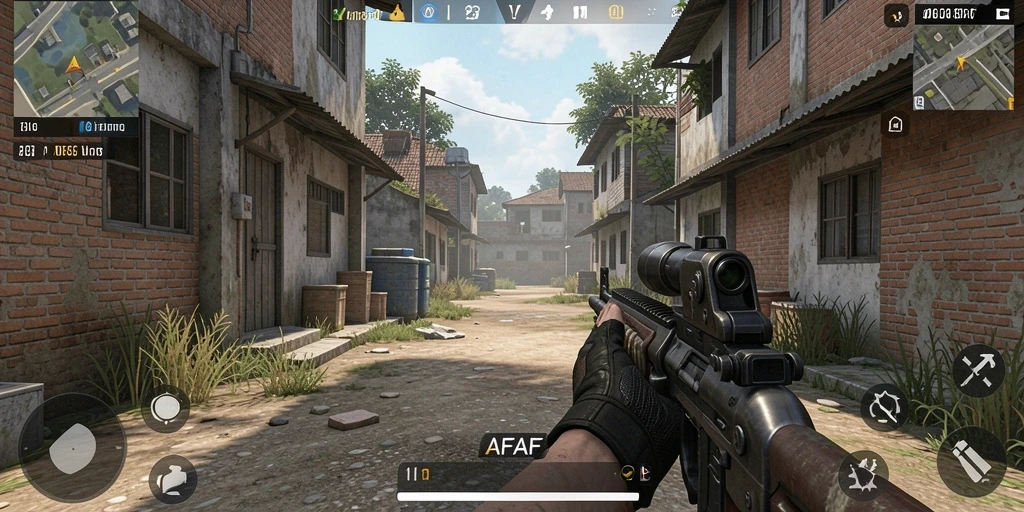 Tangkapan layar menampilkan aksi intens dalam AFAF dengan visual FPS yang memukau.