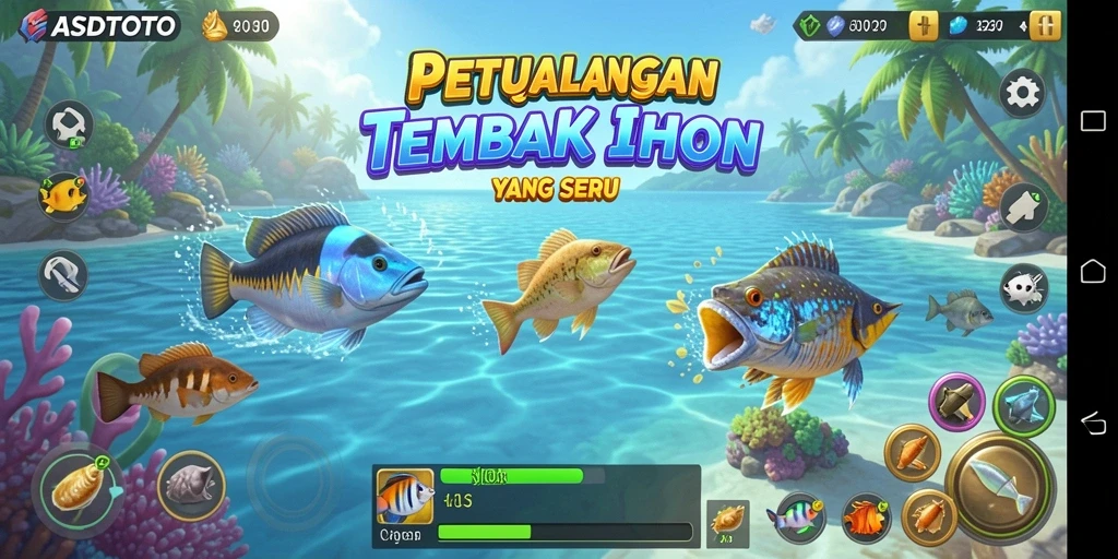 Tampilan gameplay seru dalam ASDTOTO, menembak ikan dengan grafis menawan.