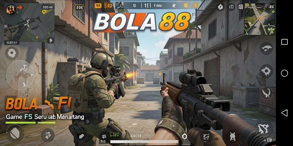 Screenshot utama BOLA88 menampilkan aksi tembak-menembak yang mendebarkan.
