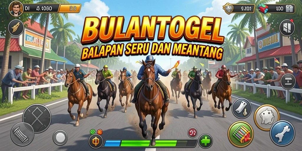 Screenshot gameplay BULANTOGEL menampilkan aksi balapan seru dan mobil cepat.