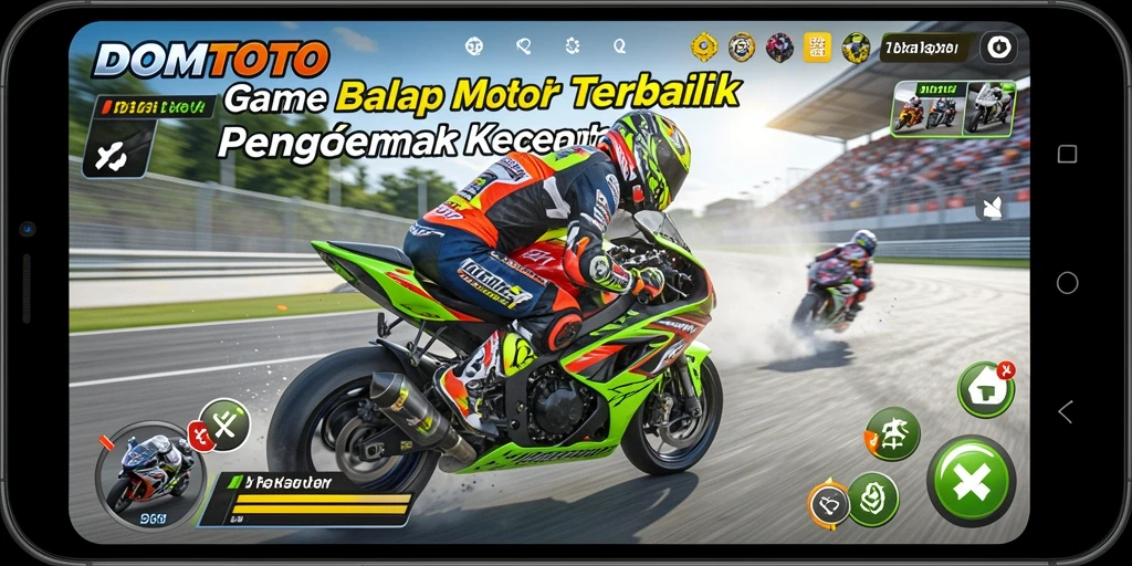 Tampilan gameplay seru balapan motor di DOMTOTO.