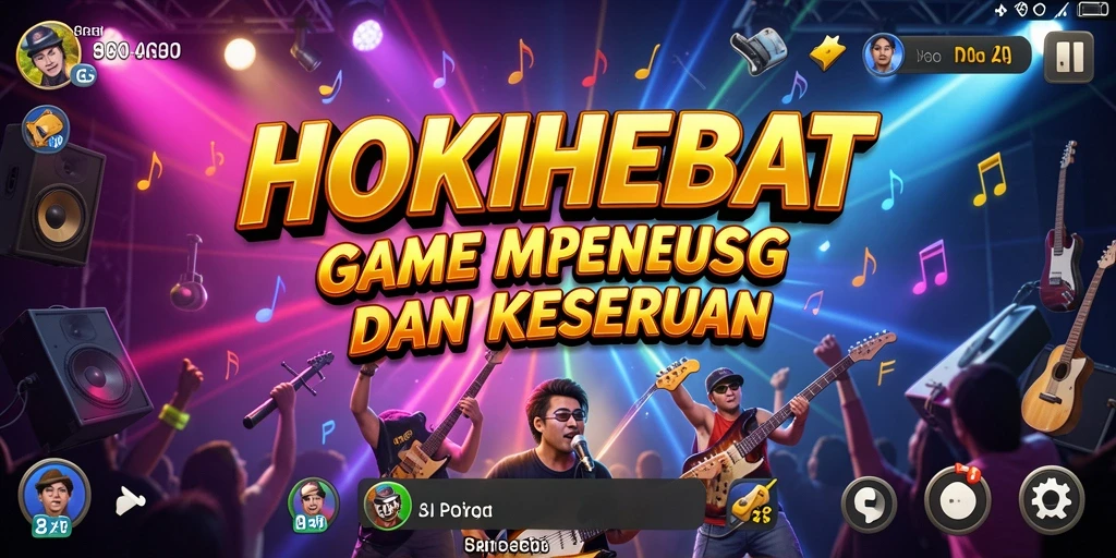Screenshot HOKIHEBAT menunjukkan gameplay seru dengan berbagai tantangan musik.
