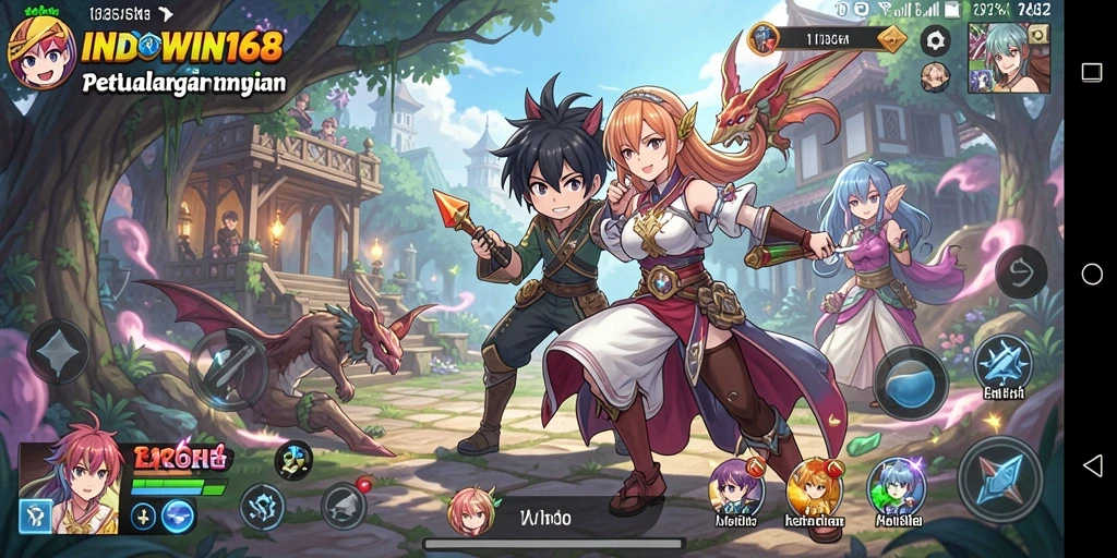 Tangkapan layar utama INDOWIN168 memperlihatkan gameplay yang menarik dan karakter Anime yang kaya.