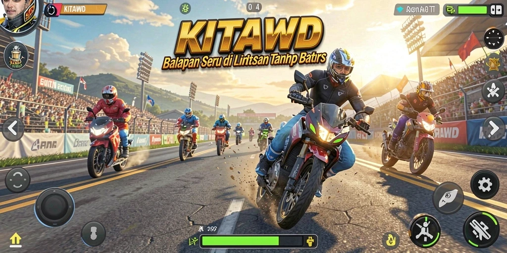 Gameplay balapan seru dengan mobil cepat dan lintasan menantang.