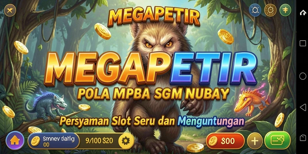 Tampilan gameplay MEGAPETIR yang penuh warna dan menarik.