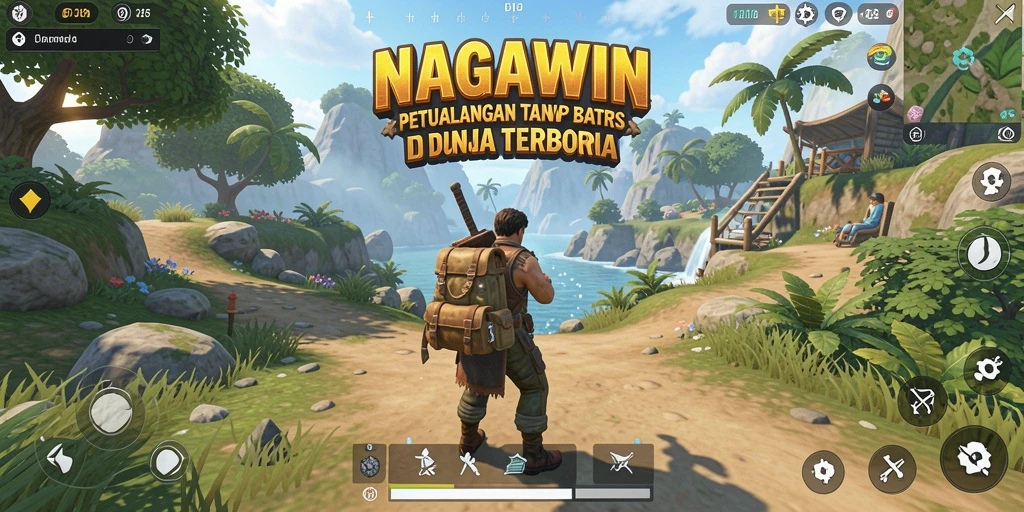 Tampilan gameplay NAGAWIN yang menakjubkan di dunia terbuka.