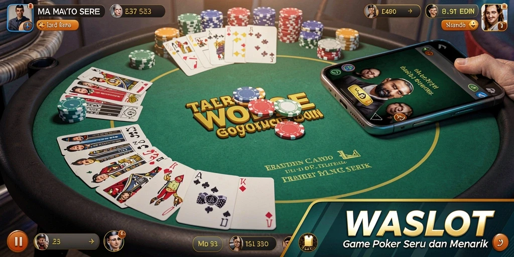 Tangkapan layar menunjukkan pengalaman bermain Poker yang seru di WASLOT.