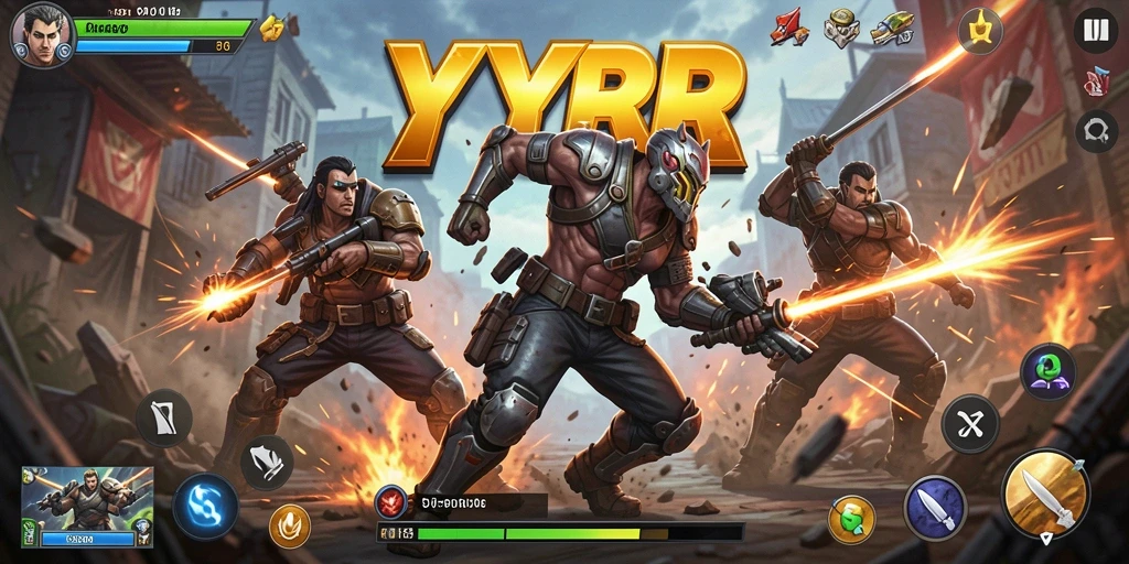 Screenshot gameplay YYRR menampilkan pertarungan aksi yang intens.